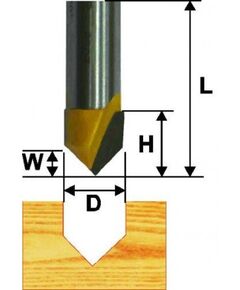 Фреза ЭНКОР (9306) пазовая гальтельная ф.6.3, 90° хв.8мм V-обр.