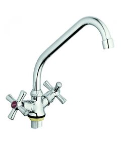 Смеситель ZEGOR DFR4-A722 двурукий для кухни на гайке эконом