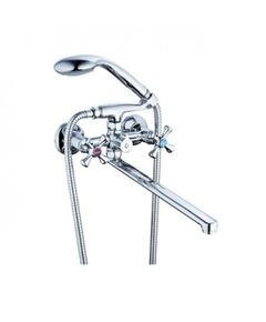 Смеситель ZEGOR DST7-A827 для ванной, латунь (Lt), с пов. плоским изливом 360°, керам. букса (1/2) 180°, покрытие хром, картриджное переключение на ду