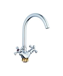 Смеситель ZEGOR DTZ4-A827 для кух. мойки с пов. изливом, кер (1/2) 180°, гайка (корона)