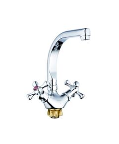 Смеситель ZEGOR DTZ4-D827 для кух. мойки с пов. изливом, кер (1/2) 180°, гайка (корона)