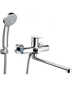 Смеситель ZEGOR NOG7-A134 для ванны, с пов. плоск. изливом 360°, картридж ø35, покрытие хром, встр. в корпус картриджное переключение на душ