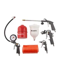 Набор пневмоинструмента MATRIX 5 предметов, быстросъемное соед., краскорасп. с верхним бачком