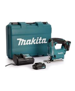 Аккумуляторный лобзик MAKITA JV101DWAE, 10.8 В, 2х2 Ач Li-ion (слайдер), 0-2900 об\м, ход 18 мм, рез 65 мм, 1.9 кг, чем, 3-маятн