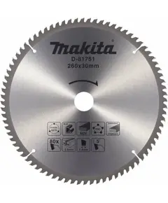 Диск пильный MAKITA 260x30x2.6/1.8x80T универсальный для алюминия/дерева/пластика