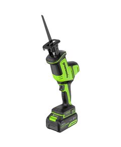 Акк. пила сабельная GREENWORKS GPT-CRS-25, б/щет, 24V, 0-3000 об/мин, рез 80 мм дер, LED, 1х4 Ач, ЗУ, кор (1200507CUB)