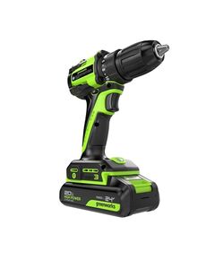 Акк. шуруповерт GREENWORKS DD345, 24В, 2х2 Ач, 27/45 Нм, 0-450/1850 об/мин, БЗП 13 мм, бесщёточный, ЗУ, коробка (3708307CUC)
