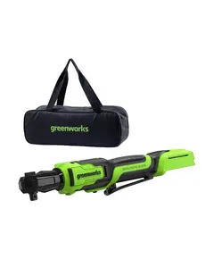 Акк. гайковёрт-трещотка GREENWORKS GD24RW, 24В, 1x2Ач, 1/2", 80Нм, 70мм, 0-250об/мин, бесщеточная, LED-подсветка, сумка (3804007CUA)