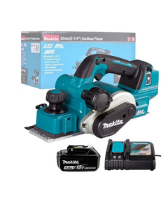 Аккумуляторный рубанок MAKITA DKP181RT, LXT BL 18В, ADT, AWS, макс. глуб. 3 мм, ширина 82 мм, 1*5,0 Ач, быстрое ЗУ