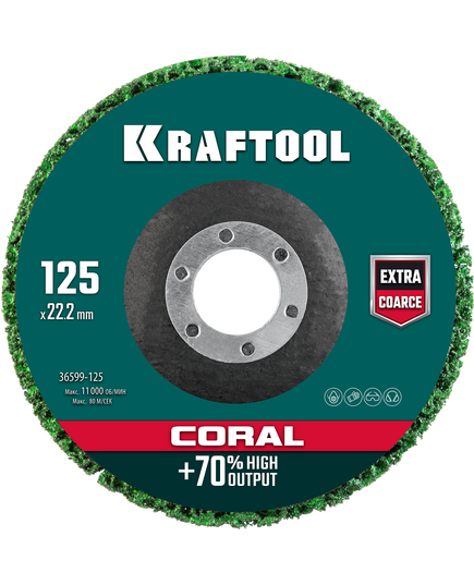 Круг шлифовальный KRAFTOOL «CORAL», 125x22.2мм, абразивный синтетический, (36599-125)