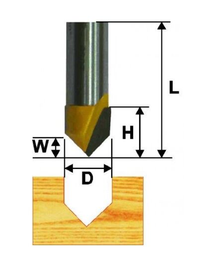 Фреза ЭНКОР (9305) пазовая гальтельная ф.25.4, 90° хв.12мм V-обр.