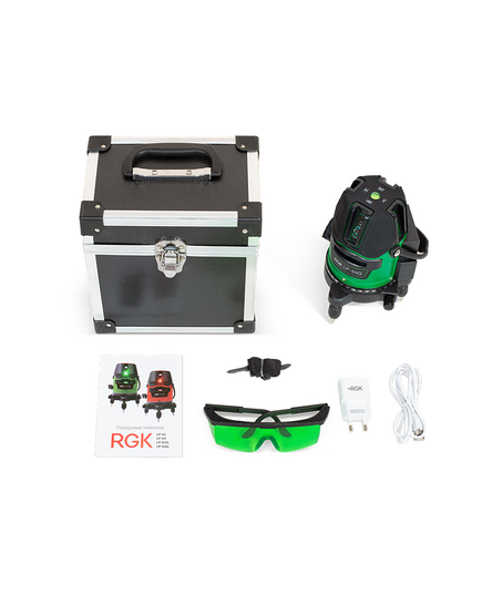 Нивелир лазерный RGK LP-64G, зелёный луч, 1 гориз. 110° 4 вертик.точн±1мм/5м автокомп ±4° диапазон работы до 30 м, изображение 4