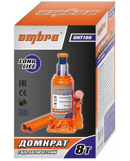 Домкрат OMBRA гидравлический 8т 200-405мм (OHT108), изображение 2
