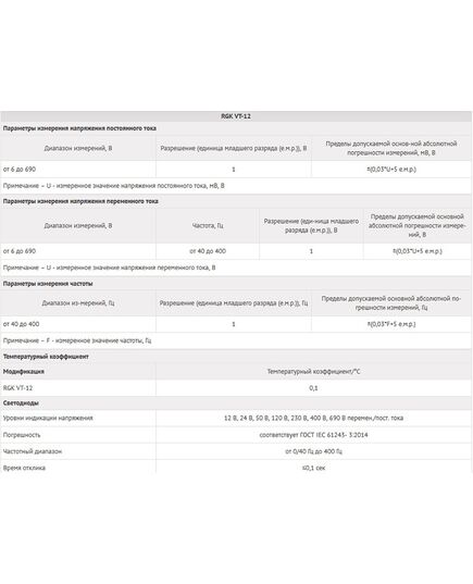Индикатор RGK VT-12, двухполюсный от 6 В до 690 В перемен./пост. тока, изображение 5