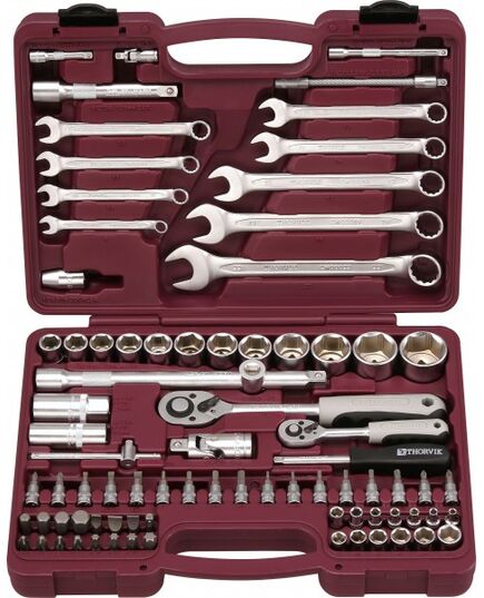 Набор инструмента THORVIK UTS0082, 1/4" 1/2" DR 82 предмета, изображение 2
