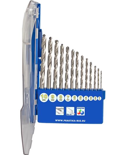 Набор сверл по металлу ПРАКТИКА 10шт 1-10мм шаг1.0мм ПРО-кассета (640-261) Профи, изображение 3