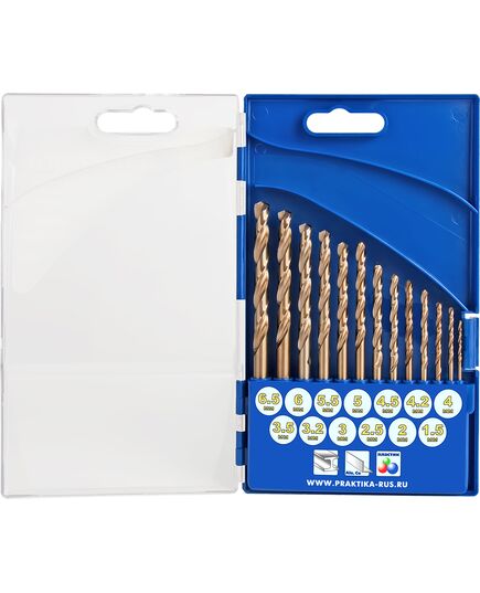 Набор сверл по металлу ПРАКТИКА 13шт кобальтовые 1.5-6.5+3.2/4.2мм ПРО-кассета (640-292) Эксперт, изображение 3