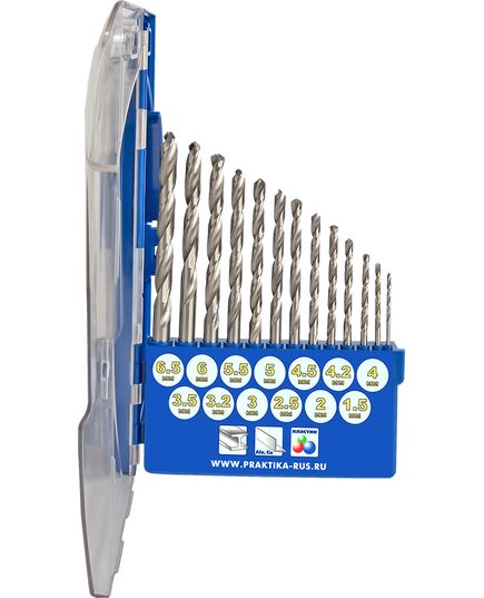 Набор сверл по металлу ПРАКТИКА 13шт 1.5-6.5+3.2/4.2мм ПРО-кассета (640-278) Профи, изображение 3