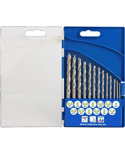 Набор сверл по металлу ПРАКТИКА 13шт 1.5-6.5+3.2/4.2мм ПРО-кассета (640-278) Профи, изображение 4