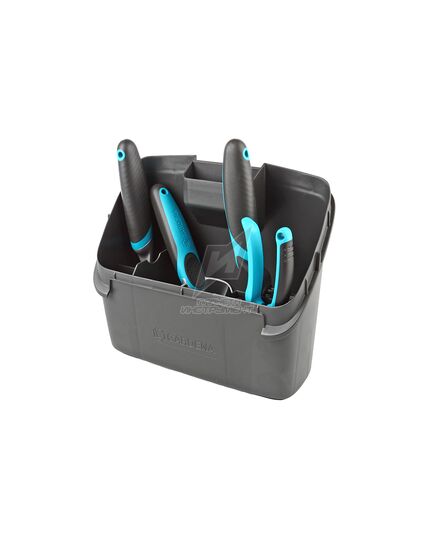 Комплект GARDENA, садовых инструментов для балкона "Домашнее садоводство" (секатор, лопатка цветочная, мотыжка, щетка и совок, ящик для хранения) (Дис, изображение 14