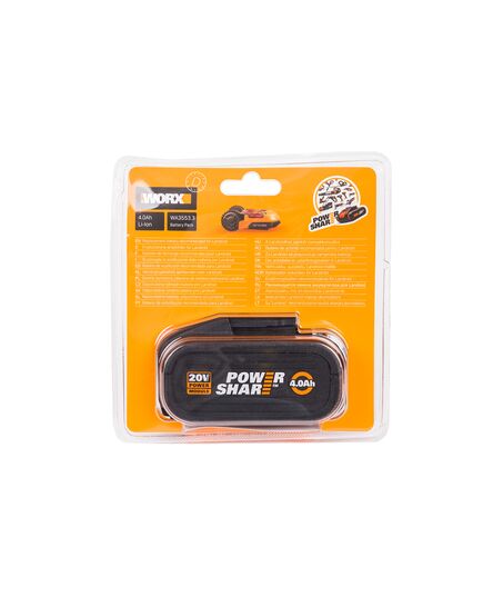Аккумулятор WORX WA3553, 20В 4Ач Li-ion слайдер, изображение 4