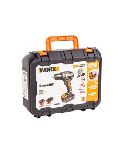 Аккумуляторный шуруповерт WORX WX352.1, 2х4Ач, ЗУ, кейс, изображение 2
