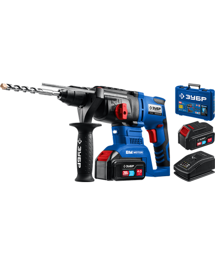 Аккумуляторный перфоратор ЗУБР PB-260-42 серия «ПРОФЕССИОНАЛ», бесщеточный, Li-Ion 2х4Ач, SDS-Plus, кейс, изображение 6