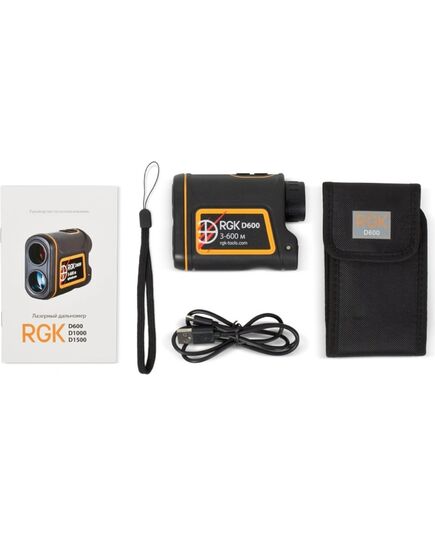 Дальномер RGK D600 оптический, сочетает в себе дальномер, уклономер и монокуляр, изображение 6