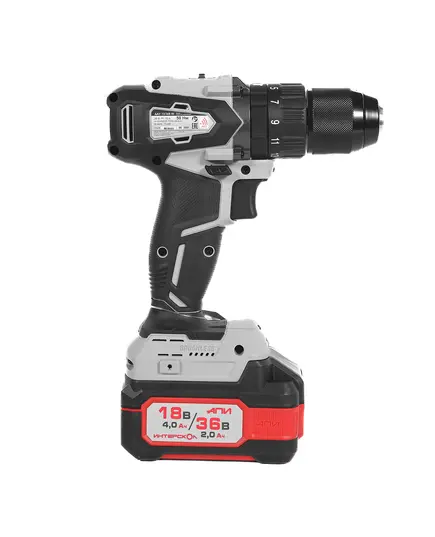 Аккумуляторный шуруповерт ударный ИНТЕРСКОЛ ДАУ-13/36В 50, бесщеточный, 2х2Ач, ЗУ, кейс, изображение 3
