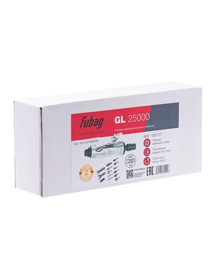 Прямая пневматическая шлифмашина FUBAG GL103/25000, +набор, изображение 4