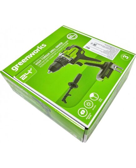Аккумуляторная дрель-шуруповёрт GREENWORKS GD24DD90, 24В, 90Нм, бесщеточная, без АКБ и ЗУ, изображение 3 от магазина Планета Инструмент Аккумуляторная дрель-шуруповёрт GREENWORKS GD24DD90, 24В, 90Нм, бесщеточная, без АКБ и ЗУ, изображение 3