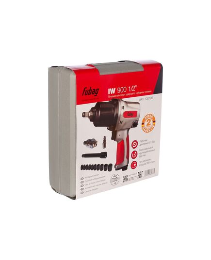 Гайковерт пневматический FUBAG IW900, ударный, 1/2", 800Нм, набор головок, кейс, изображение 8