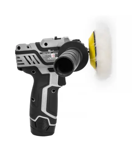 Аккумуляторная полировальная шлифмашина ИНТЕРСКОЛ АПМ-76/12Э, Li-ion 2х2,0 Ач, ЗУ, кейс, + набор 7 предметов, изображение 2