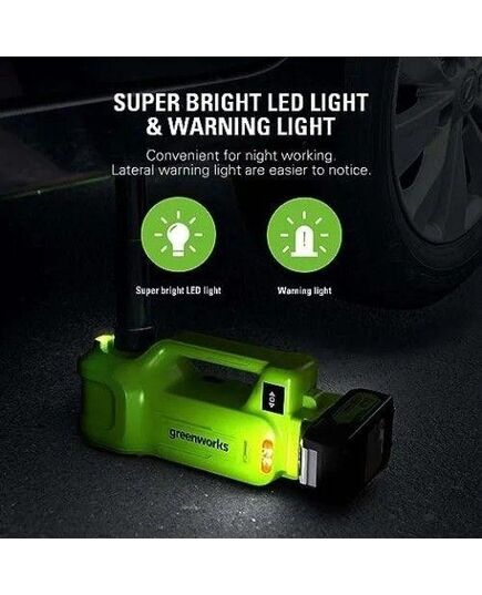 Аккумуляторный домкрат GREENWORKS G24 JACK грузопод. до 3 тн., высота подъема 155-445 мм. (без АКБ и ЗУ), изображение 3 от магазина Планета Инструмент Аккумуляторный домкрат GREENWORKS G24 JACK грузопод. до 3 тн., высота подъема 155-445 мм. (без АКБ и ЗУ), изображение 3