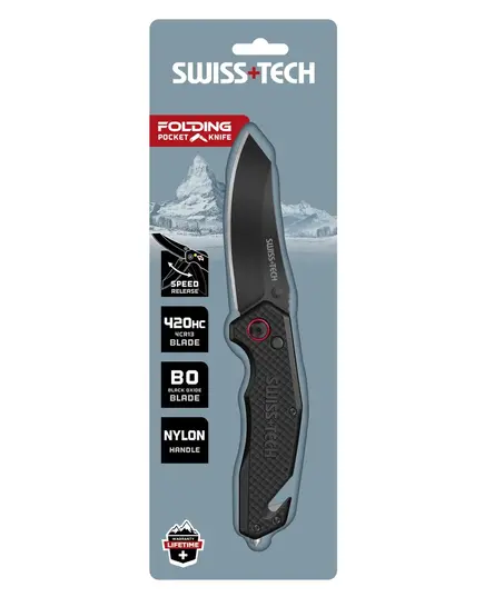 Нож складной SWISS+TECH складной 90мм быстрооткрывающийся, длина лезвия 9см, изображение 3 от магазина Планета Инструмент Нож складной SWISS+TECH складной 90мм быстрооткрывающийся, длина лезвия 9см, изображение 3