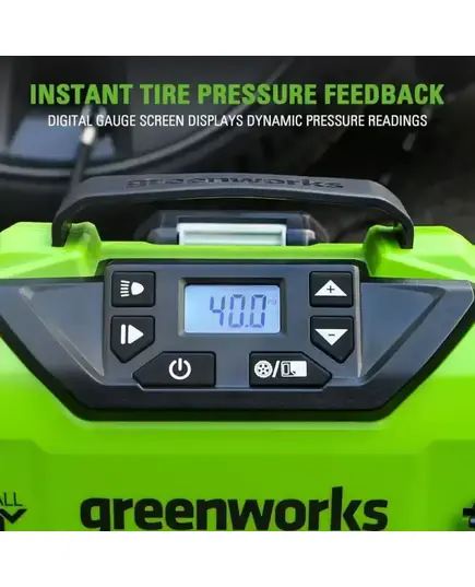 Аккумуляторный компрессор автомобильный GREENWORKS 24V / 12V, (от прикуривателя автомобиля), без АКБ и ЗУ в сумке, изображение 3