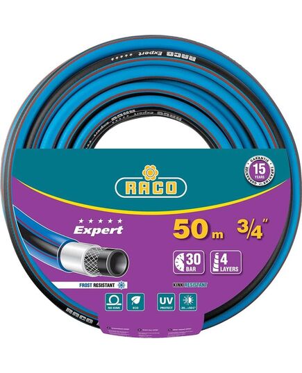 Шланг поливочный RACO EXPERT 3/4″, 50м 30атм четырёхслойный, армированный (40302-3/4-50)