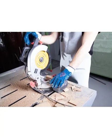 Перчатки JETA SAFETY JN067-L, защитные трикотажные промышленные из 100% хлопк. пряжи с защитной манжетой с нитриловым покрытием на 3/4, цвет синий, ра, изображение 2