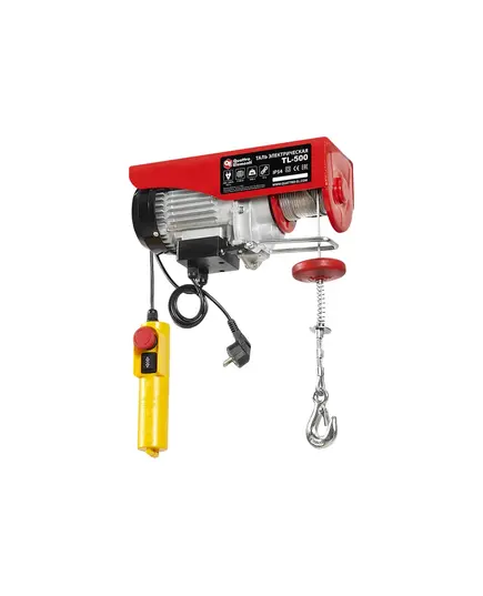 Таль электрическая QUATTRO ELEMENTI TL-500 (1100Вт, 250/500кг, трос 12м, блок полиспаст в компл.), изображение 2