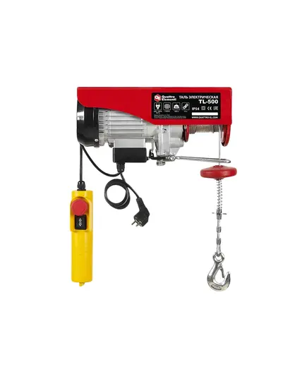 Таль электрическая QUATTRO ELEMENTI TL-500 (1100Вт, 250/500кг, трос 12м, блок полиспаст в компл.), изображение 3