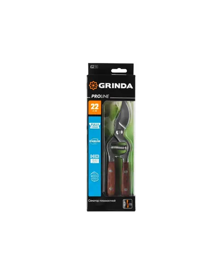 Секатор GRINDA PROLine P-15 210 мм до 22мм. цельнокованый из нержавеющей стали с дер. ручками, (423415), изображение 5
