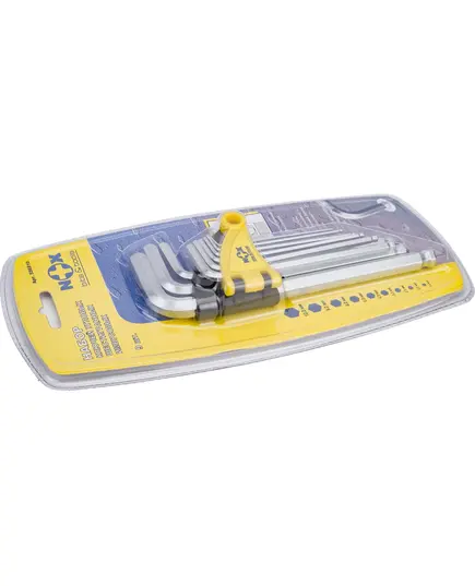 Набор ключей угловых шестигранных имбусовых "Nox" 9 шт (1,5-10мм) средн. длины, хром-ван. сталь, изображение 3