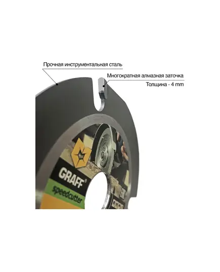Диск отрезной GRAFF SPEEDCUTTER 125x22.23мм 3зуба по дереву для болгарки, изображение 5