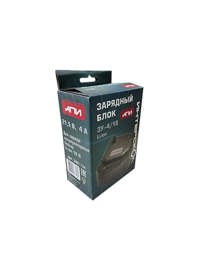 Зарядное устройство ИНТЕРСКОЛ ЗУ-4/18 с индикатором для АБ 4А/ч, 18В, Li-ion, изображение 2