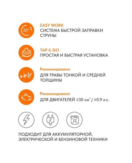 Головка триммерная VILLARTEC A-Cut 109 (Tecomec) леска от 2.0мм до 3.5мм (комплект переходников М 8х1.25, М10х1.25, М10х1.0, М12х1.5), изображение 3