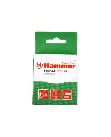 Скобы HAMMERFLEX для степлера 215-001, 12мм ширина 5мм сечение 1.2мм U-образные (тип 28) 1000шт 34001h, изображение 4