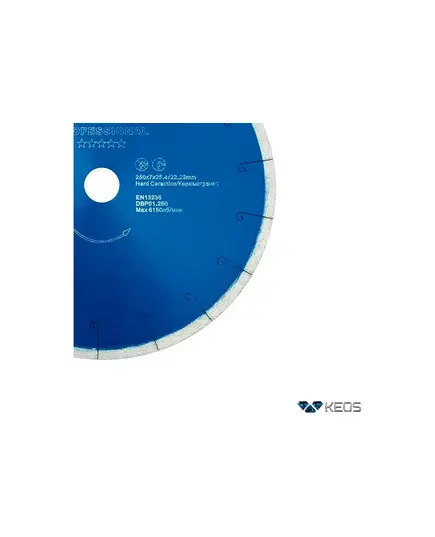 Диск алмазный KEOS 250_25.4/22.23_1.6/7 PRO спл. по керамограниту,плитке,граниту,керамике DBP01.250, изображение 2