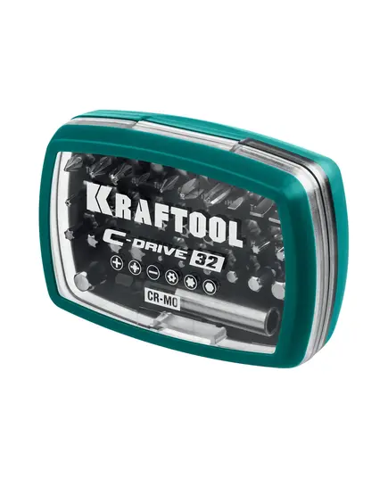 Набор бит KRAFTOOL C-Drive-32, 30 бит 25мм, PH, PZ, HEX, TORX, магнитный адаптер, переходник HEX 1/4" пл. бокс, (26067-H32), изображение 6 от магазина Планета Инструмент Набор бит KRAFTOOL C-Drive-32, 30 бит 25мм, PH, PZ, HEX, TORX, магнитный адаптер, переходник HEX 1/4" пл. бокс, (26067-H32), изображение 6