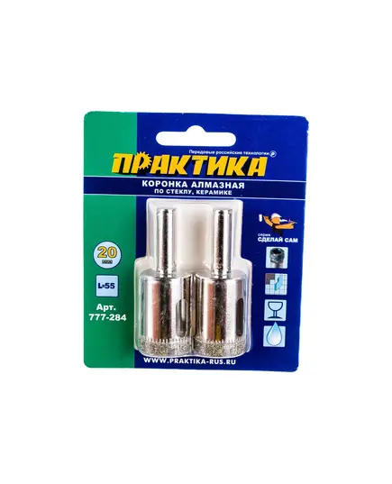 Коронка алмазная ПРАКТИКА по стеклу/керамике 20мм (2шт блистер) (777-284) Сделай сам, изображение 4 от магазина Планета Инструмент Коронка алмазная ПРАКТИКА по стеклу/керамике 20мм (2шт блистер) (777-284) Сделай сам, изображение 4