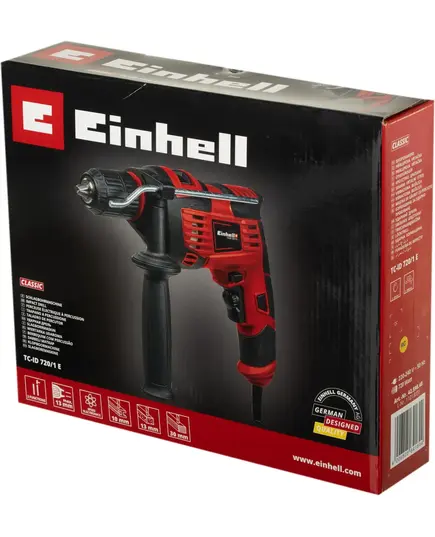 Дрель ударная EINHELL TC-ID 720/1 E, 720Вт, 2800об/мин, 44800уд/мин, БЗП 1,5-13 мм, изображение 8 от магазина Планета Инструмент Дрель ударная EINHELL TC-ID 720/1 E, 720Вт, 2800об/мин, 44800уд/мин, БЗП 1,5-13 мм, изображение 8